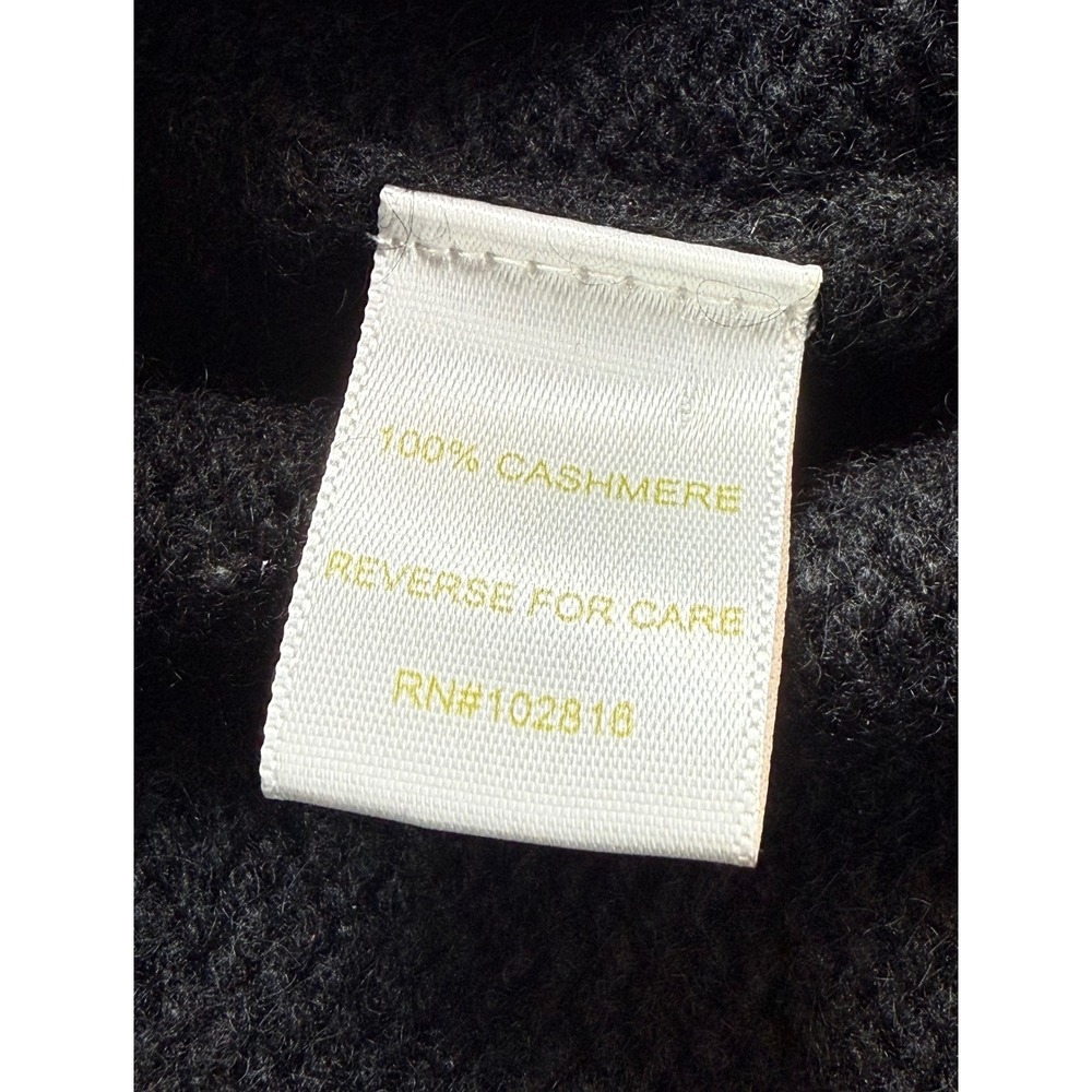 Garnet Hill Cashmere Turtleneck Sweater Womens XS Black Oversized Side Buttons - Picture 4 of 9